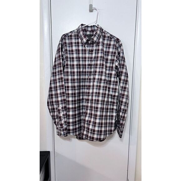JOS. A. BANK MENS BROWN PLAID BUTTON UP SHIRT SIZE L - Picture 3 of 9